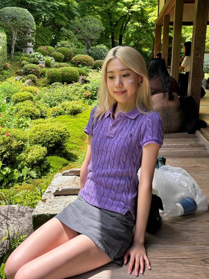 Ralph Lauren Pony Embroidered Cable-Knit Polo Shirt in Baby Blue