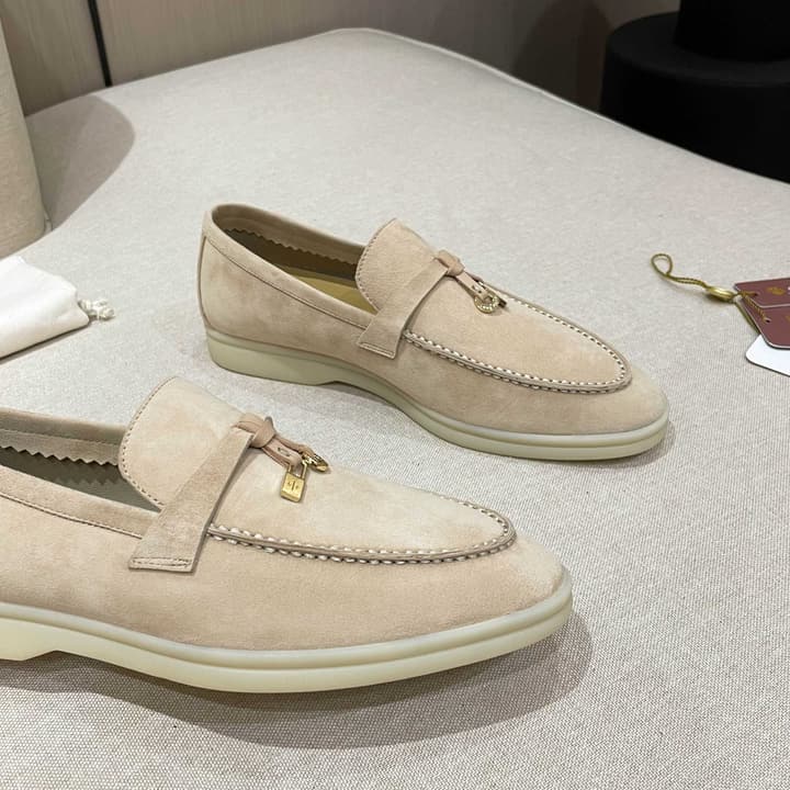 Loro Piana Summer Charms Walk Moccasin Loafers in Black Leather