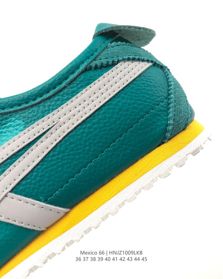 Asics Onitsuka Tiger Mexico 66 Classic Sneakers in Teal With White Stripes And Yellow Accent