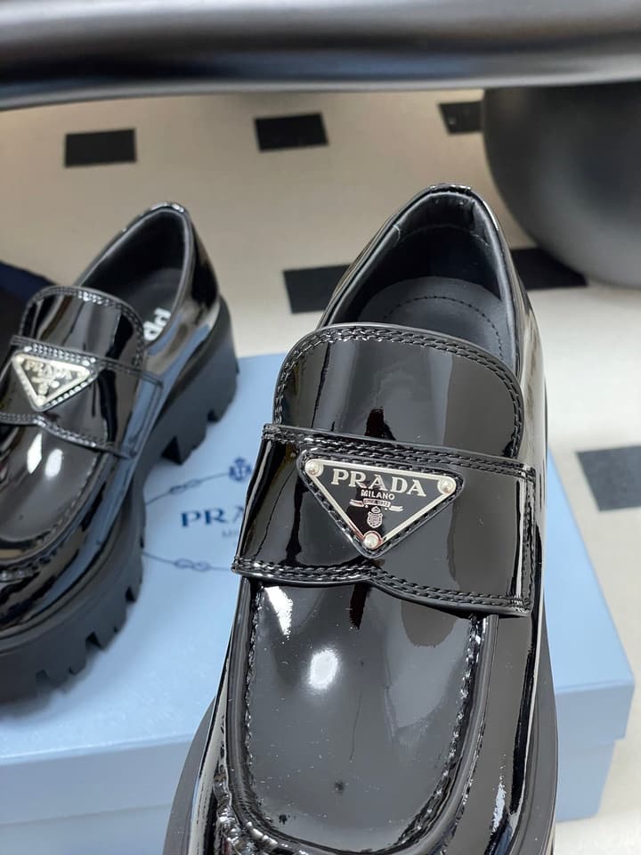 Prada Thick-Soled Platform Loafers – 25FW in Deep Gloss Black