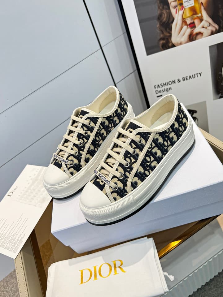 Dior Spring/Summer Runway Platform Sneakers in Black Oblique Pattern