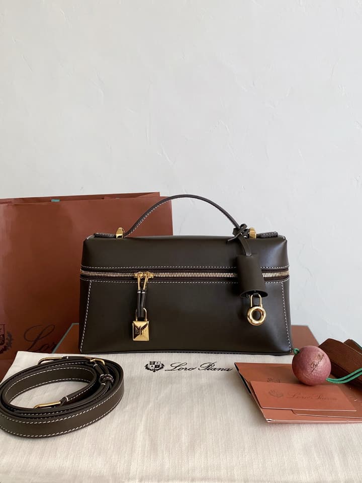 Loro Piana L23 Flat Grain Shoulder Bag in Beige