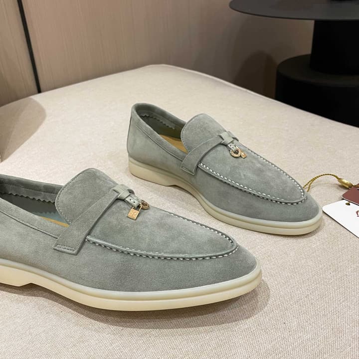 Loro Piana Summer Charms Walk Moccasin Loafers in Black Leather