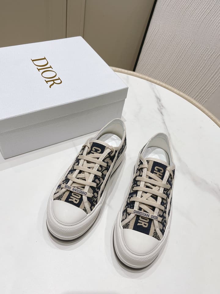 Dior Walk'n'Dior Oblique Embroidered Platform Sneakers in Dark Oblique
