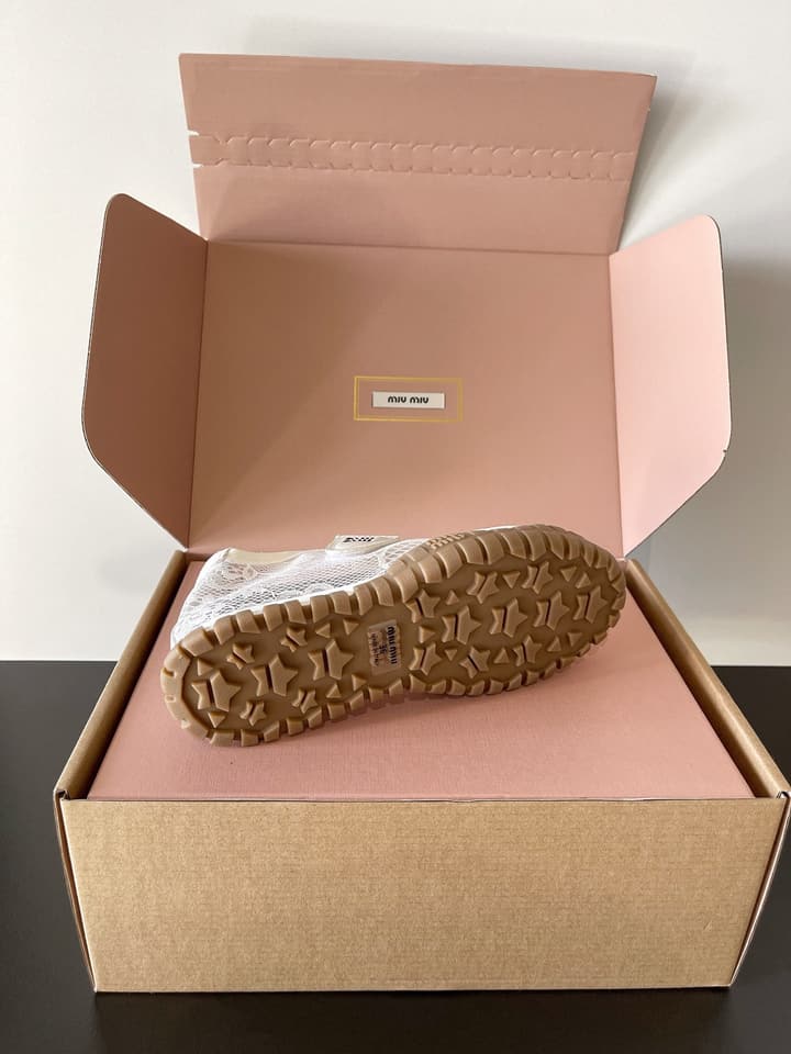Miu Miu Latest Lace Retro Mary Jane Sneakers in Black