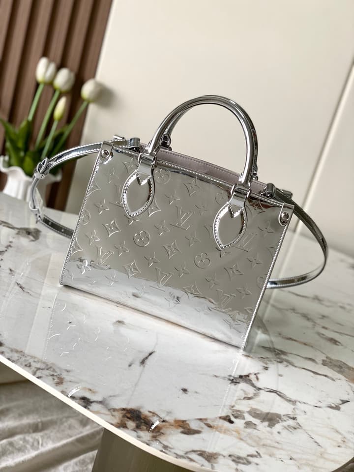 Louis Vuitton OnTheGo Small Tote Bag – LV Ski Series in Metallic Silver Monogram