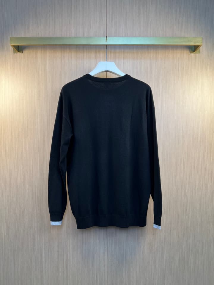 Loewe Embroidered Crewneck Sweater – 26SS in Black With Grey Trim