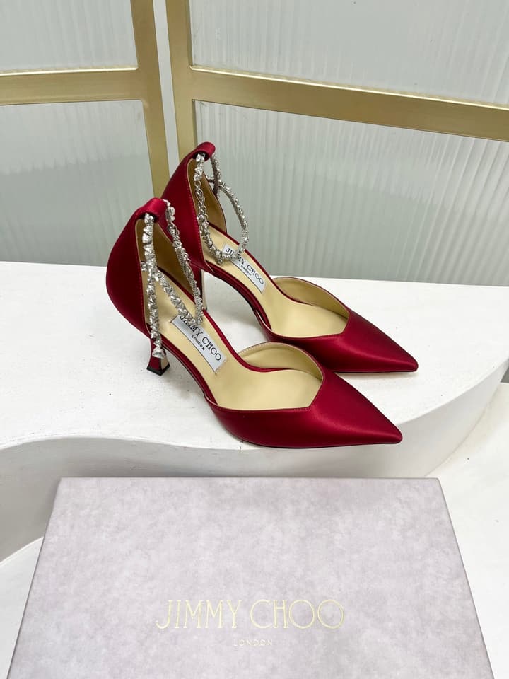 Jimmy Choo Stevie 100 Bow Crystal Silk Heels – 2025SS in Black Silk
