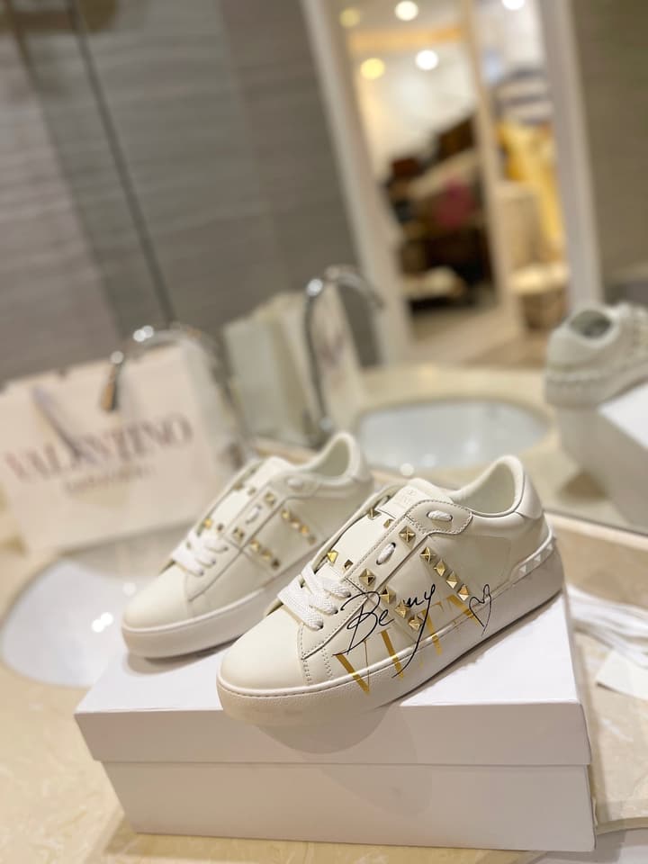 Valentino Classic Couple's Sneakers in White With Bold Red Graphic