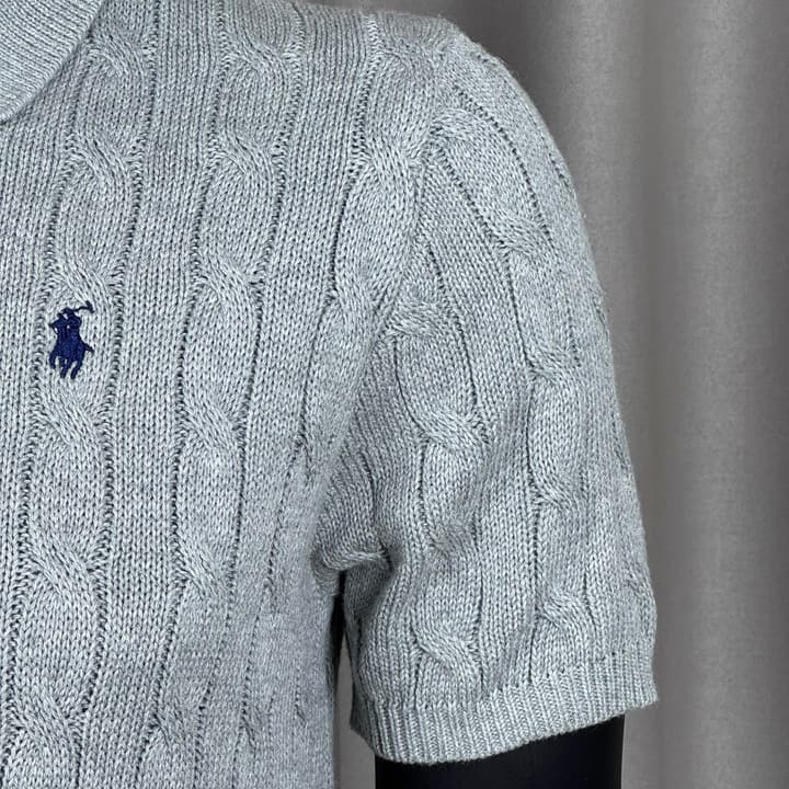 Ralph Lauren Classic Cable Knit Polo Sweater in Black