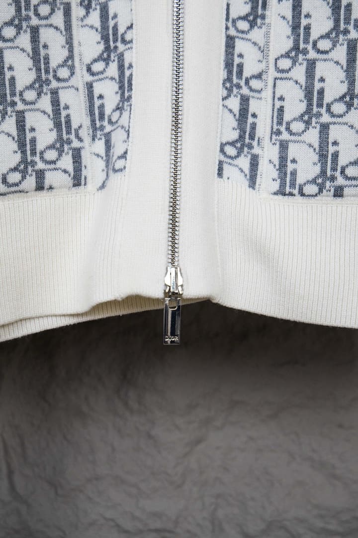 Dior CD Monogram Jacquard Cardigan – 24SS in Dark Grey