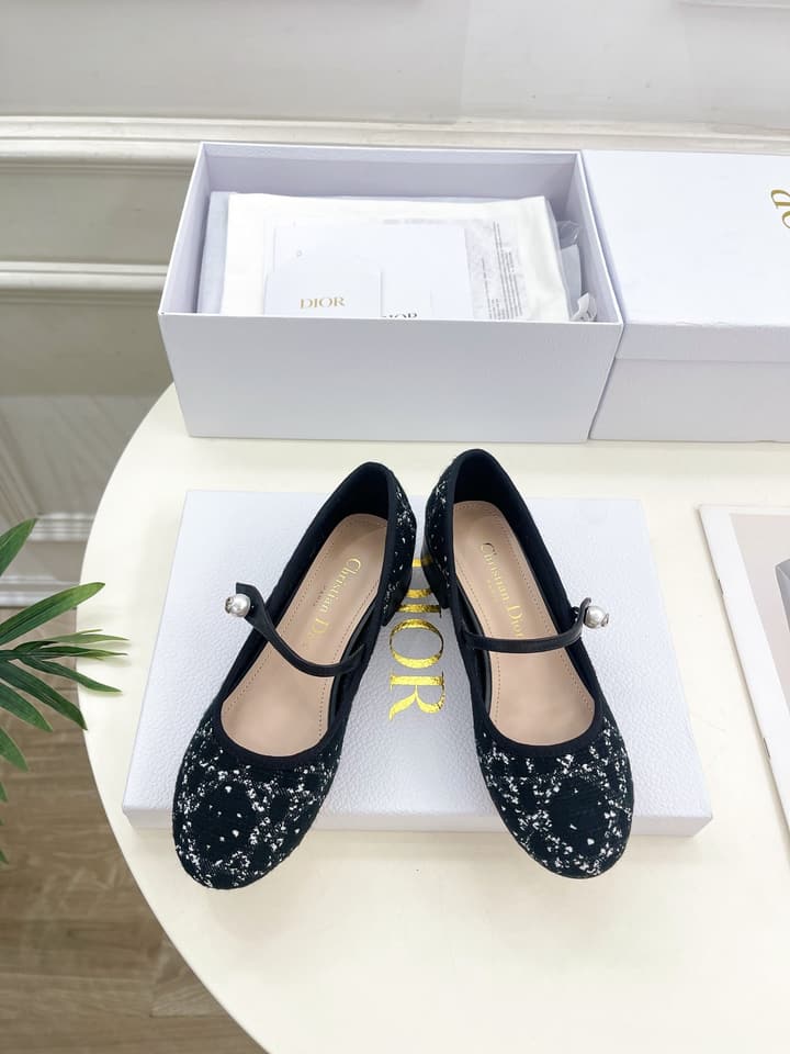Dior Cannage Pearl Ballet Pumps – 2024 Early Spring Collection in Cream Mary Jane