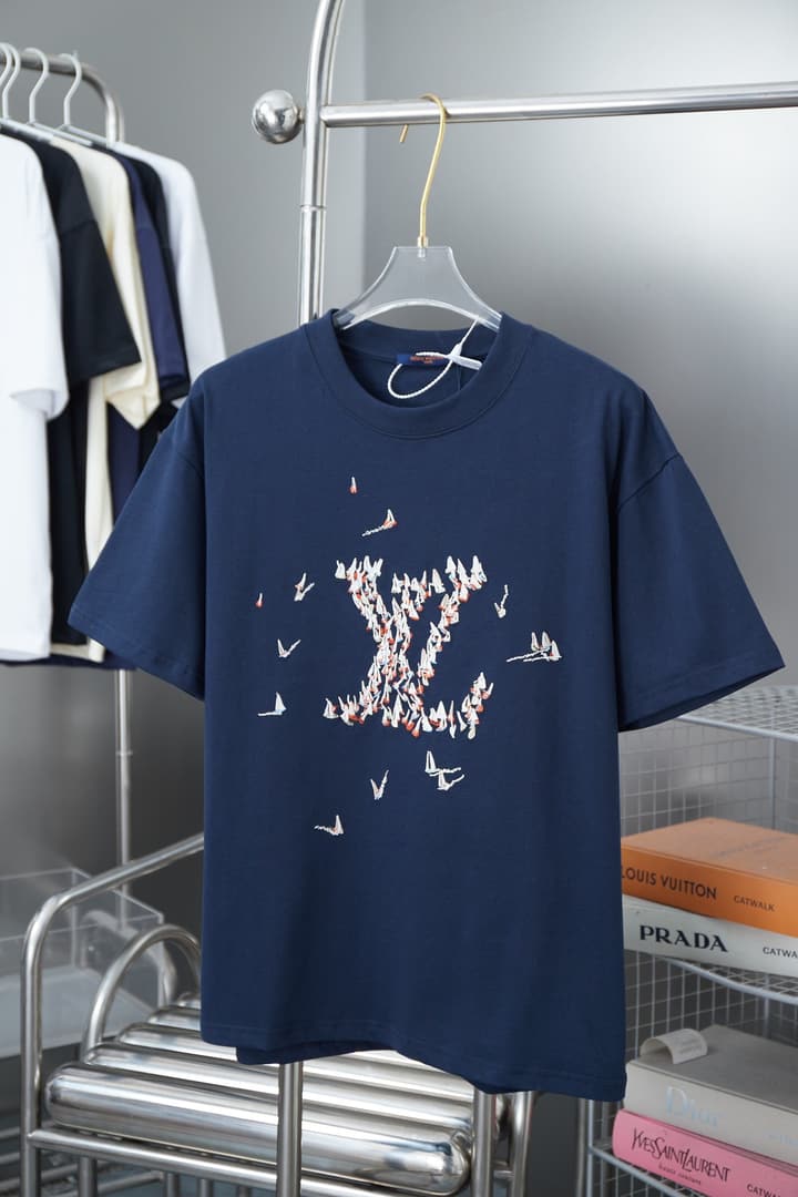 Louis Vuitton Colorful Embroidery Sailing Boat T-Shirt – 26SS Early Spring Collection in Black