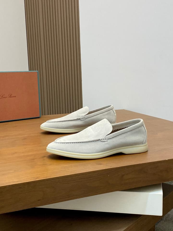 Loro Piana Suede Leather Slip-On Loafers in Black Suede