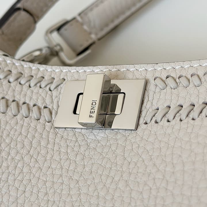 Fendi Peekaboo I See You Petite Handbag in Light Taupe Woven Logo