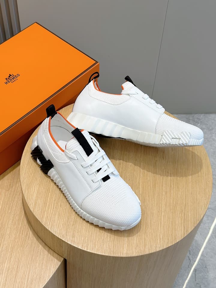 Hermès Bouncing Sneakers in Black And White Color Block