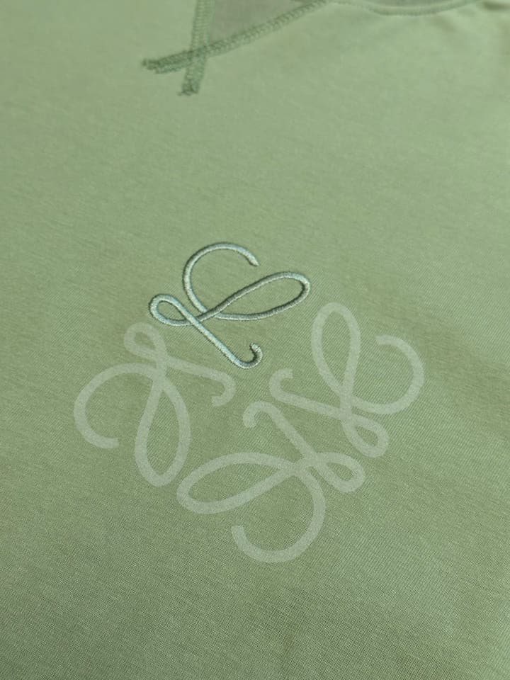 Loewe Anagram Embroidered Cotton T-Shirt in Sage Green