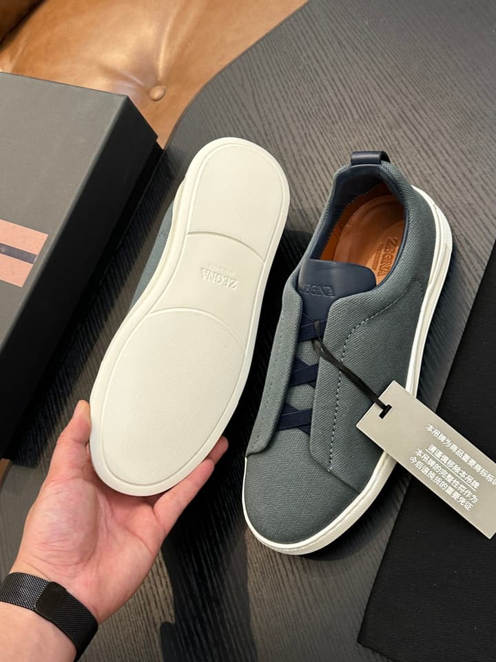 Zegna Triple Stitch Low-Top Sneakers in Black Suede