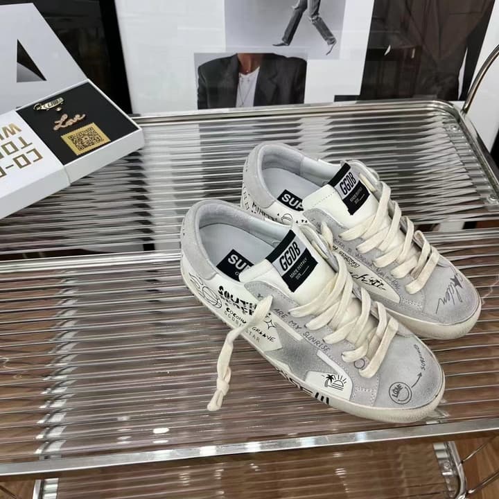 Golden Goose Classic Distressed Sneakers in Tan Suede With White Laces