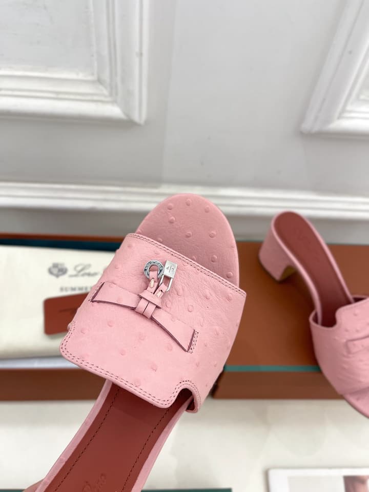 Loro Piana Summer Charms Ostrich Mules – 2025 Spring/Summer Collection in Black