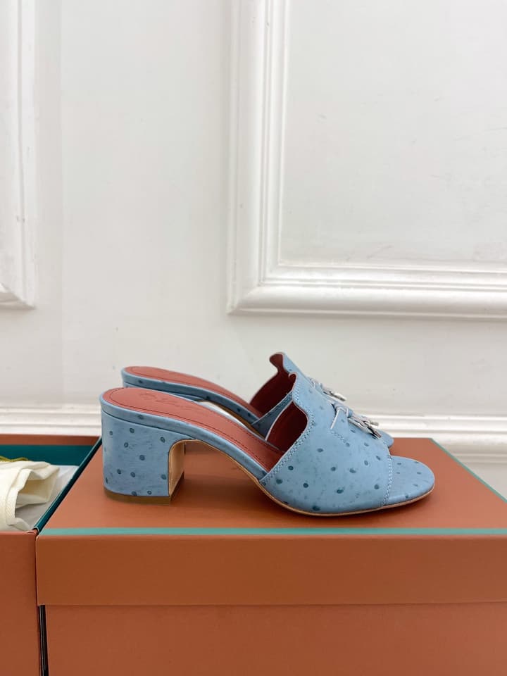 Loro Piana Summer Charms Ostrich Mules – 2025 Spring/Summer Collection in Black