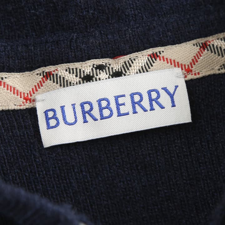 Burberry Embroidered Zip Cardigan in Dark Navy