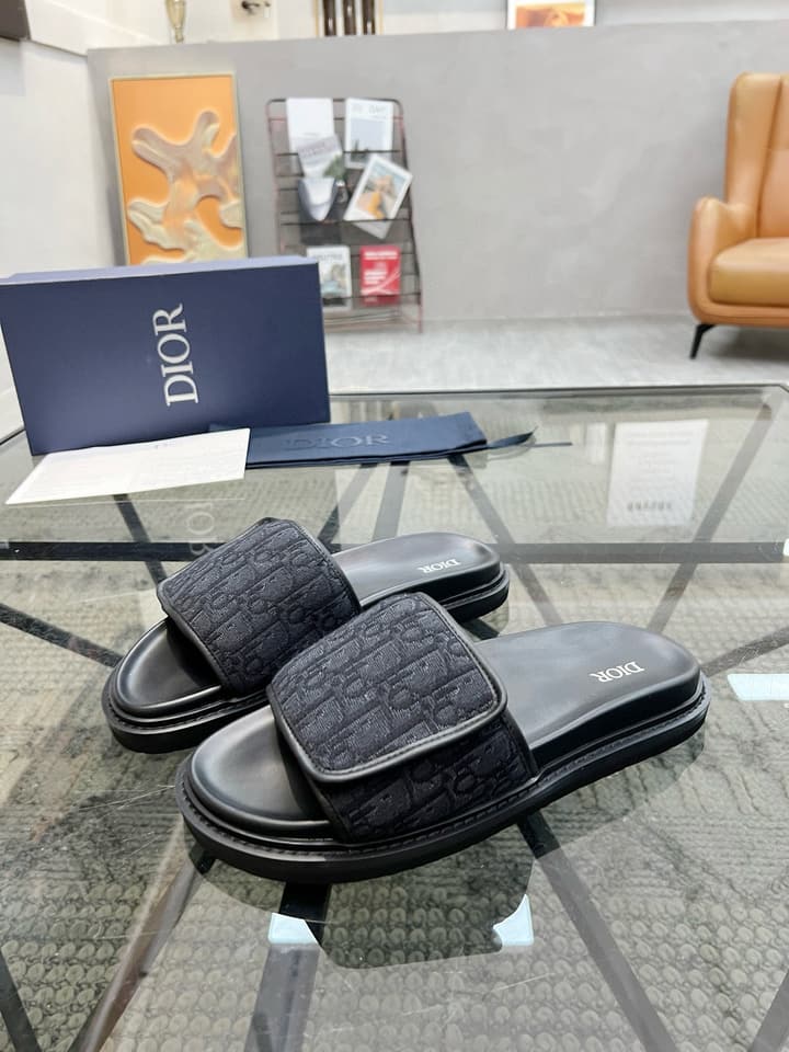 Dior Luxury Slides in Black Textured