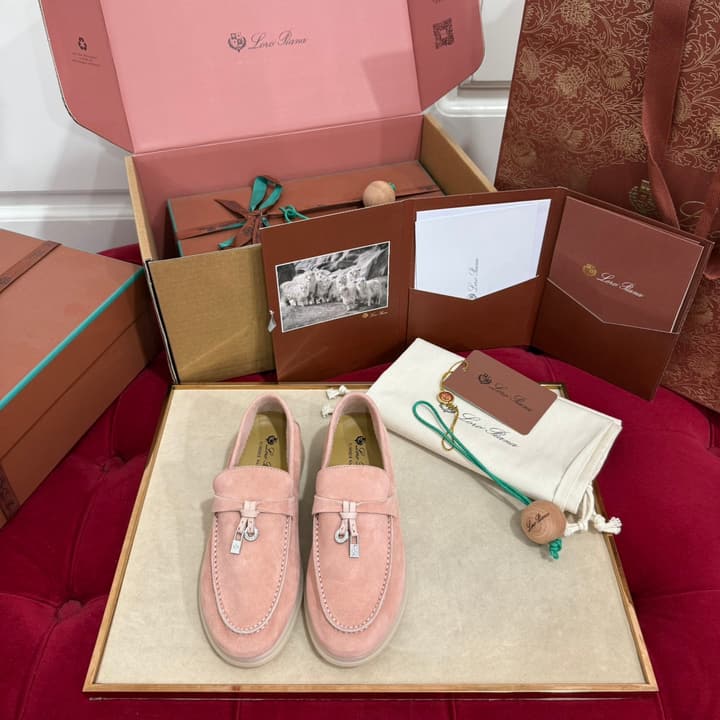 Loro Piana Summer Charms Walk Loafers – Kids Collection in Dusty Lavender Pink