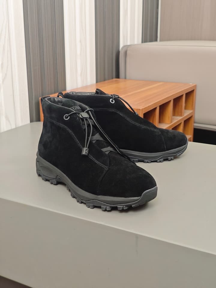 Zegna Triple Stitch™ Monte Luxury Casual Shoes in Black Leather High-top