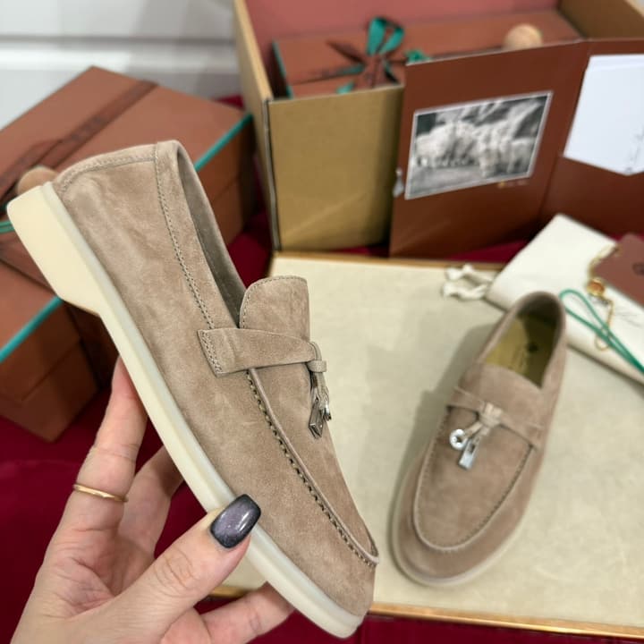 Loro Piana Summer Charms Walk Loafers – Kids Collection in Dusty Lavender Pink