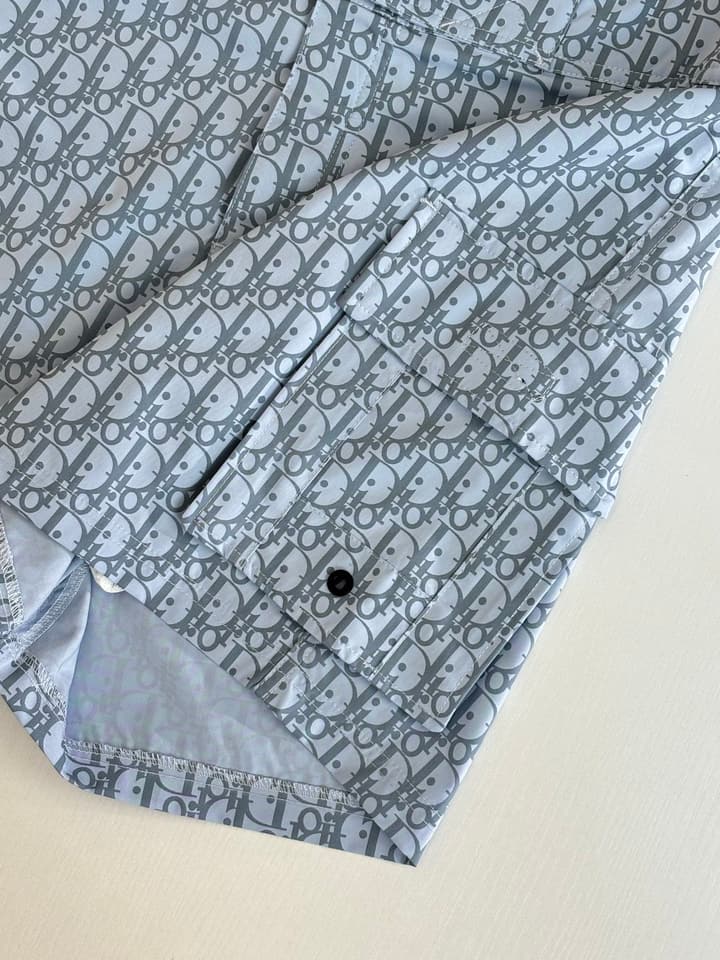 Dior Oblique Print Beach Shorts – Spring/Summer Collection – 25SS in Light Blue Oblique