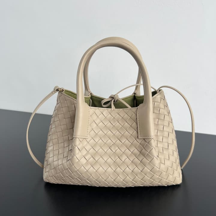 Bottega Veneta Pinacoteca Small Tote Handbag – 2025SS in Burgundy With Light Blue Lining A