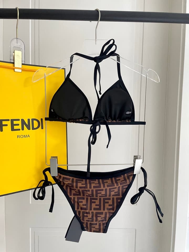Fendi One-Piece Swimsuit in Brown Ff Monogram Set
