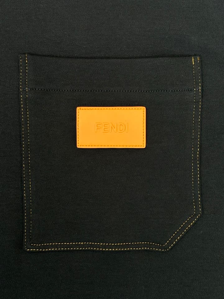 Fendi Leather Patch Pocket T-Shirt – 26SS in Navy Blue