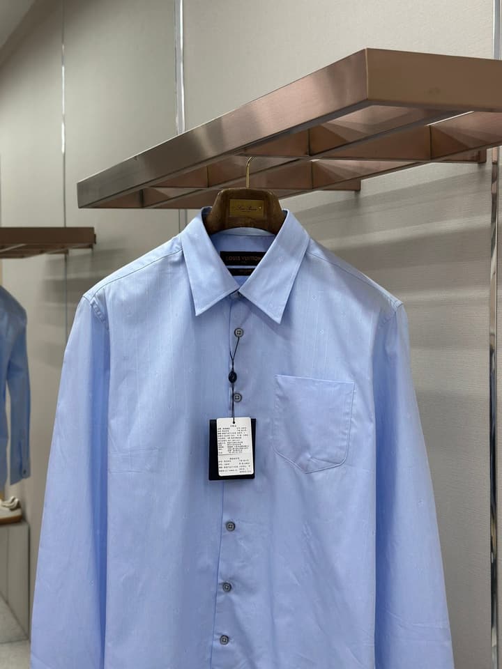 Louis Vuitton Pinstripe Jacquard Cotton Shirt – 25SS in Light Blue Pinstripe Jacquard