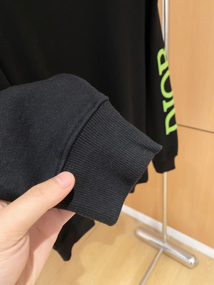 Dior Flocked Logo & Bee Crewneck Sweatshirt – 24SS in Black With Neon Green Accents