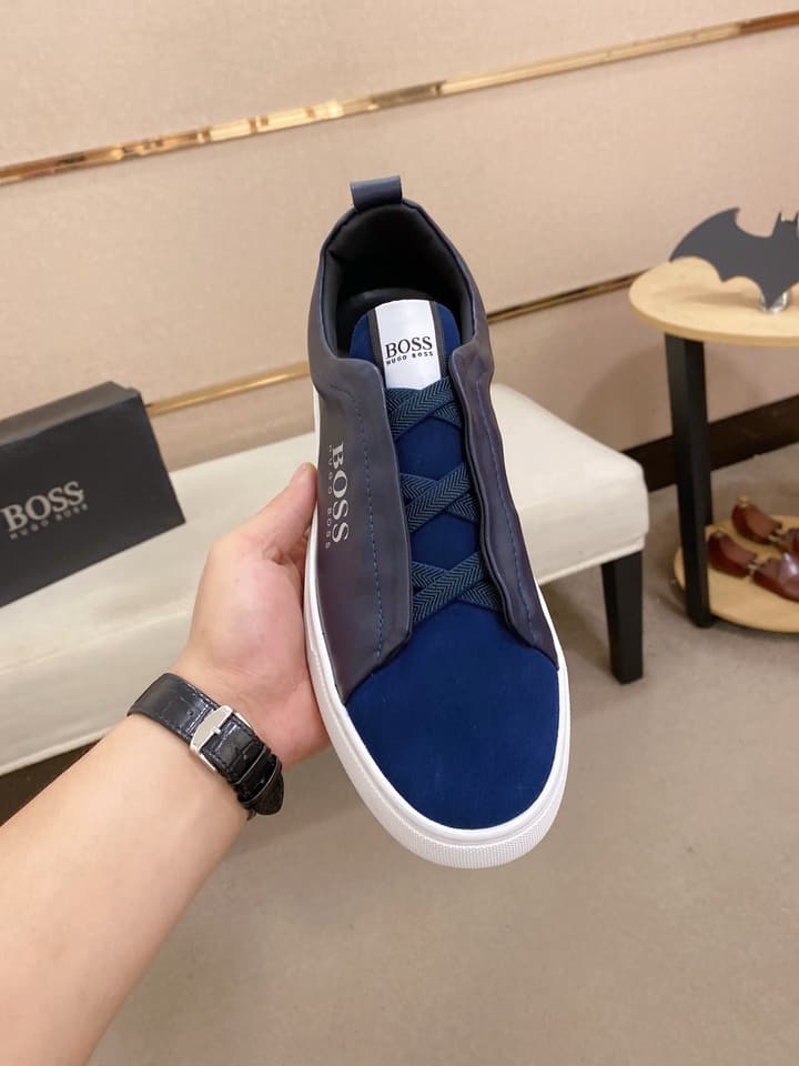 Boss Casual Leather Loafers in Glossy Black Toe