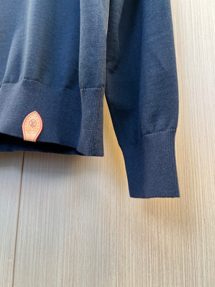 Louis Vuitton Monogram Leather Patch Knit Long-Sleeve Polo Shirt – 26SS Early Spring Collection in Black