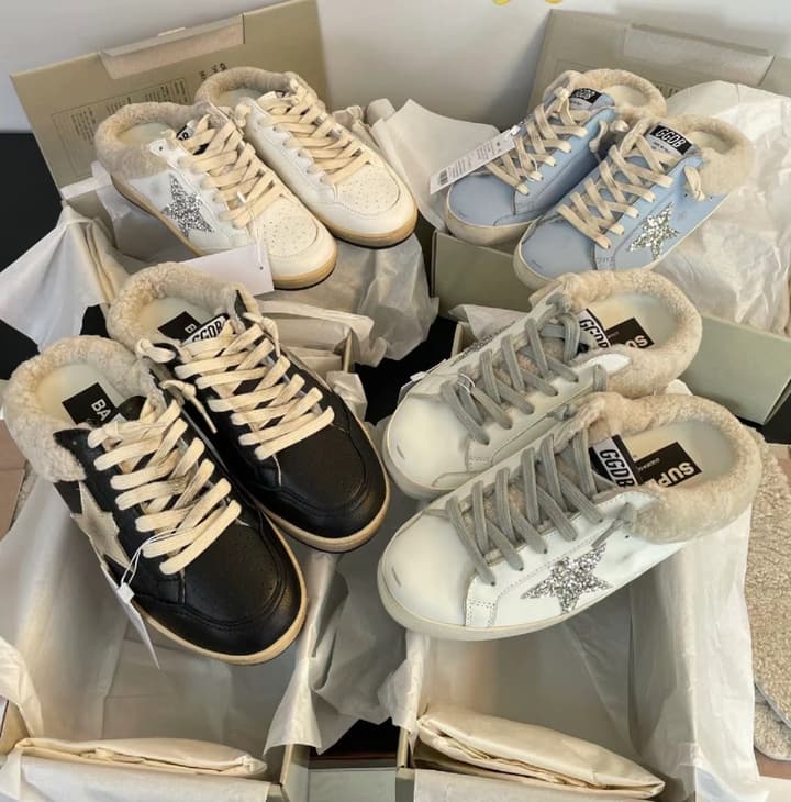 Golden Goose SUPERSTAR Silver Star Wool Mules – 2023FW in Cream Silver Star Mule