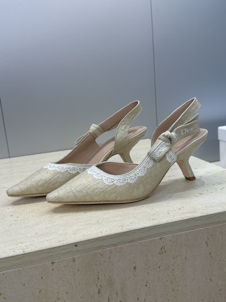 Dior J'Adior Dentelle Slingback Heels – 2026 Early Spring Haute Couture Collection in Beige