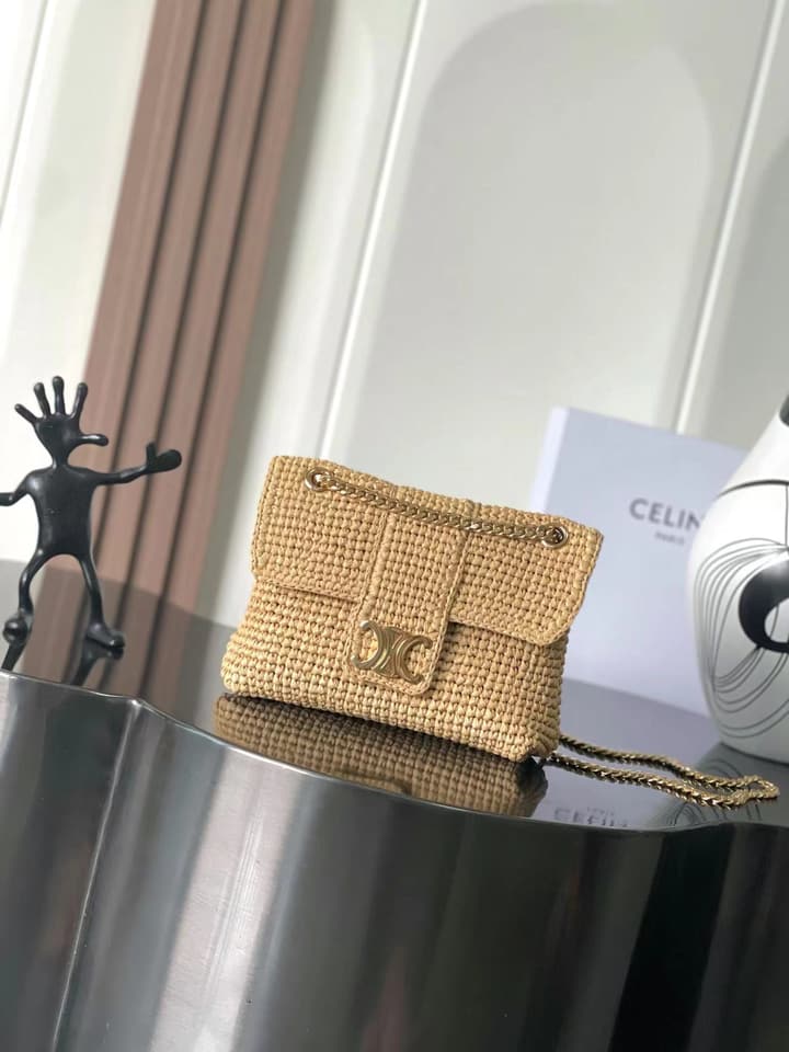 Celine Teen Victoire Small Woven Handbag – 2025 Collection – 25SS in Beige Quilted