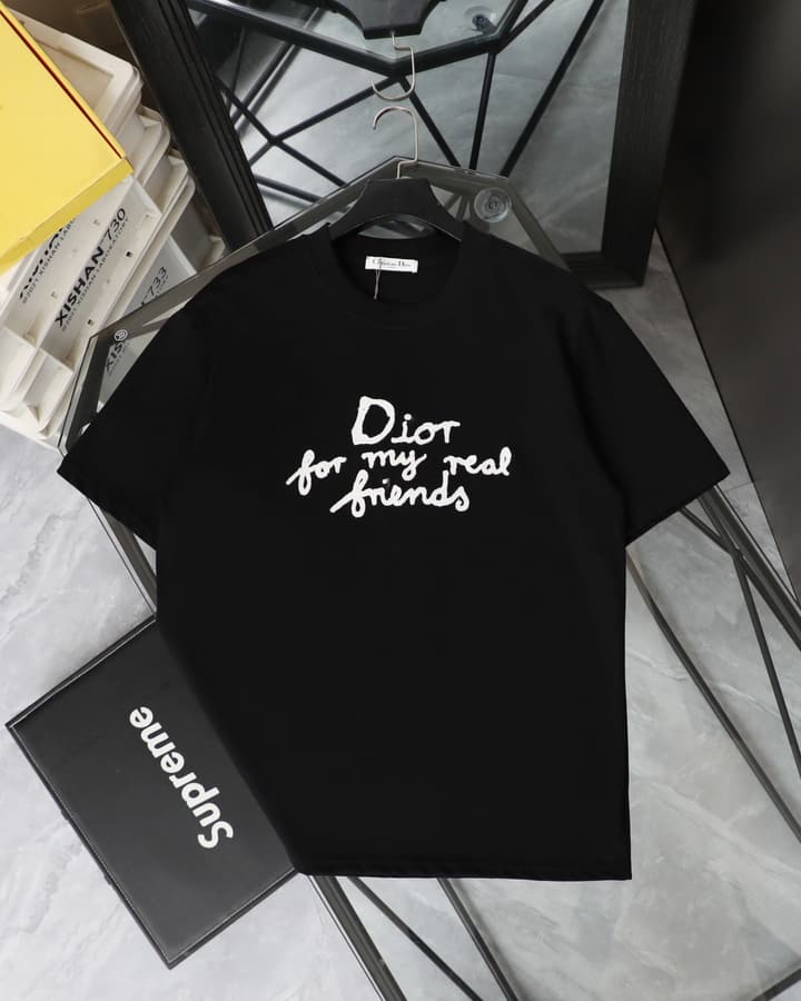 Dior Towel Embroidery T-Shirt – 2025SS Collection in Black