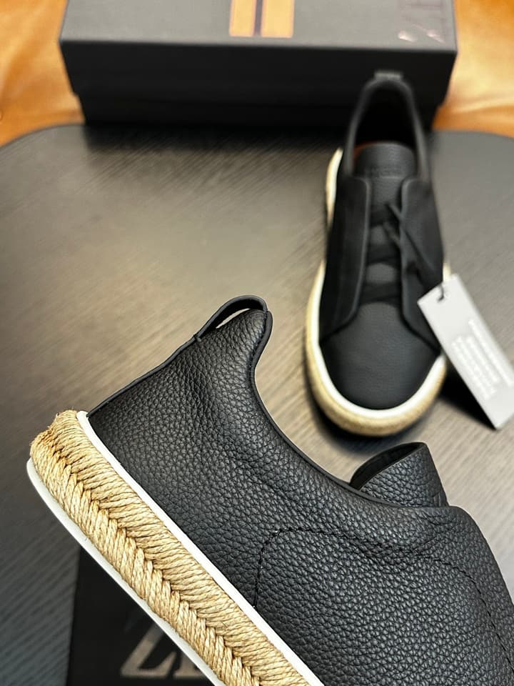 Ermenegildo Zegna Triple Stitch Low-Top Sneakers in Black Suede