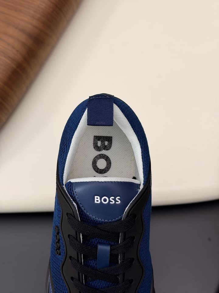 Boss Men's Knit and Leather Sneakers