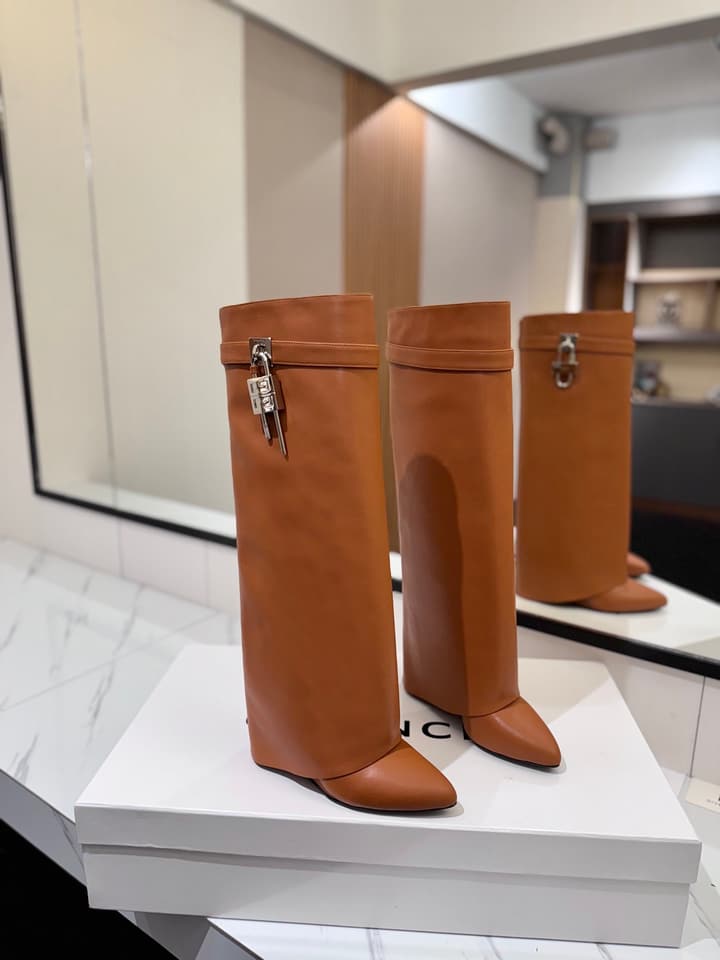 Givenchy Lock Detail Knee-High Boots – 2024 SS in Black Leather