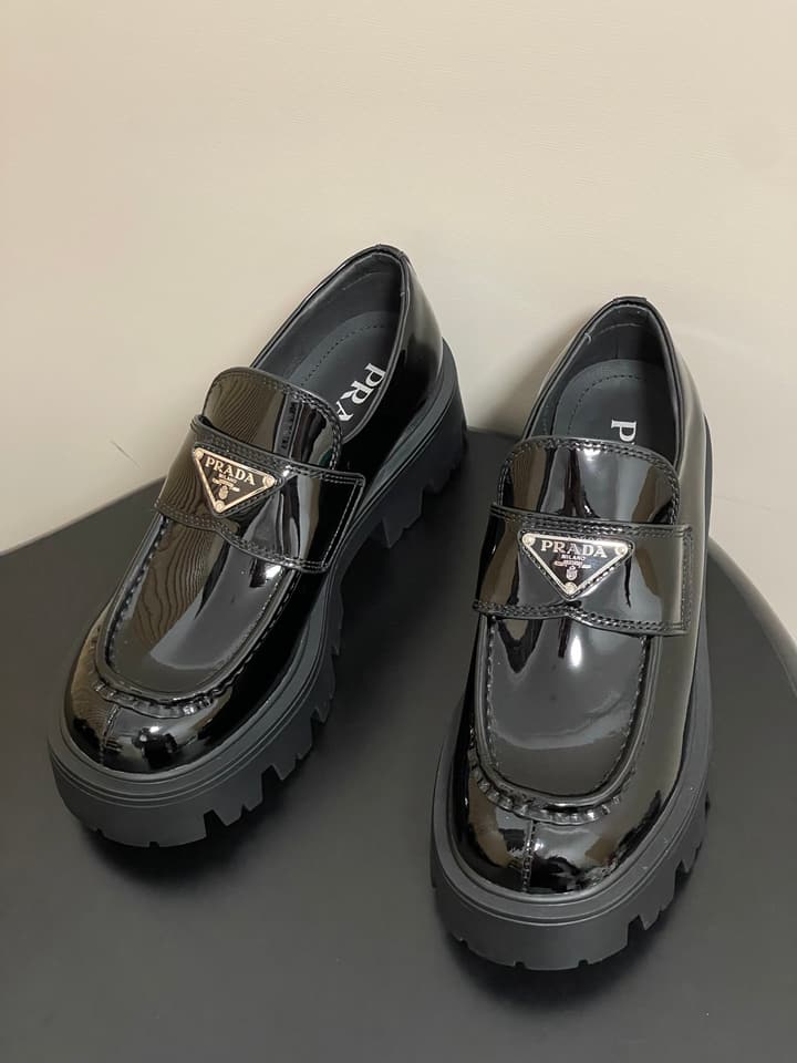Prada Thick-Soled Platform Loafers – 25FW in Deep Gloss Black