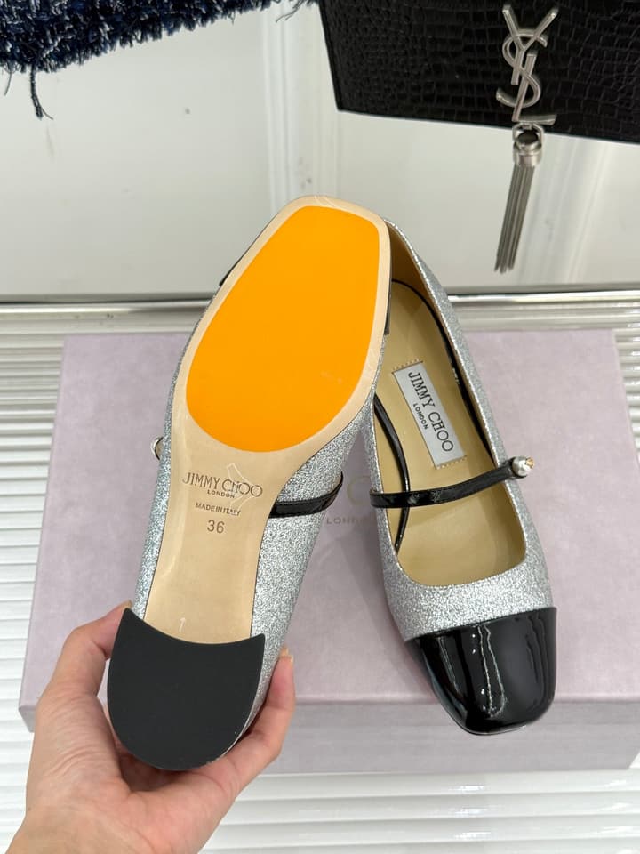 Jimmy Choo Color-block Pearl Mary Jane Heels – 25FW in Black Bow Detail