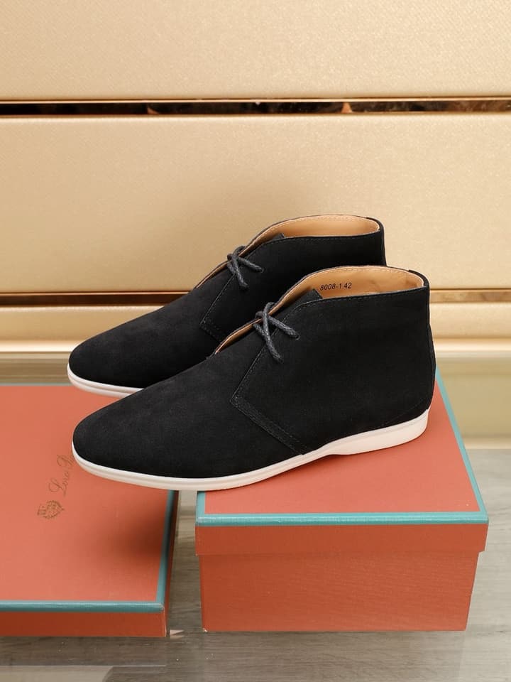 Loro Piana Water-Repellent Suede Moccasin Loafers in Black