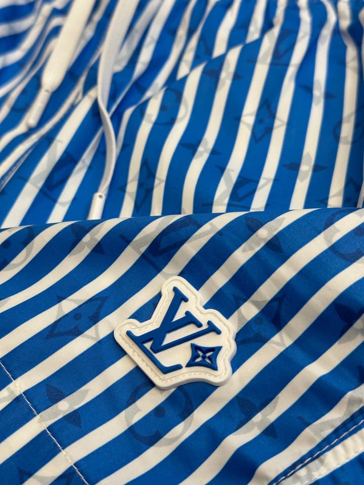 Louis Vuitton Striped Print Beach Shorts in Blue