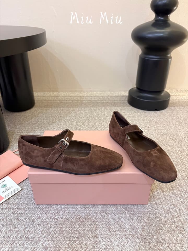 Miu Miu Suede Bow Mary Jane Flats